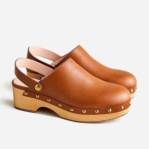 J.Crew Convertible leather clogs, Size 9 in Rich Oak, Brand New - Never Worn